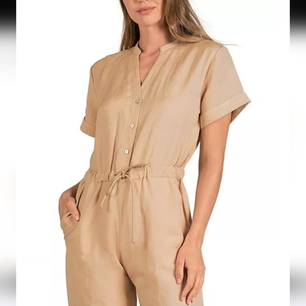 Bloomingdale's Elan Tan Jumpsuit Sz S